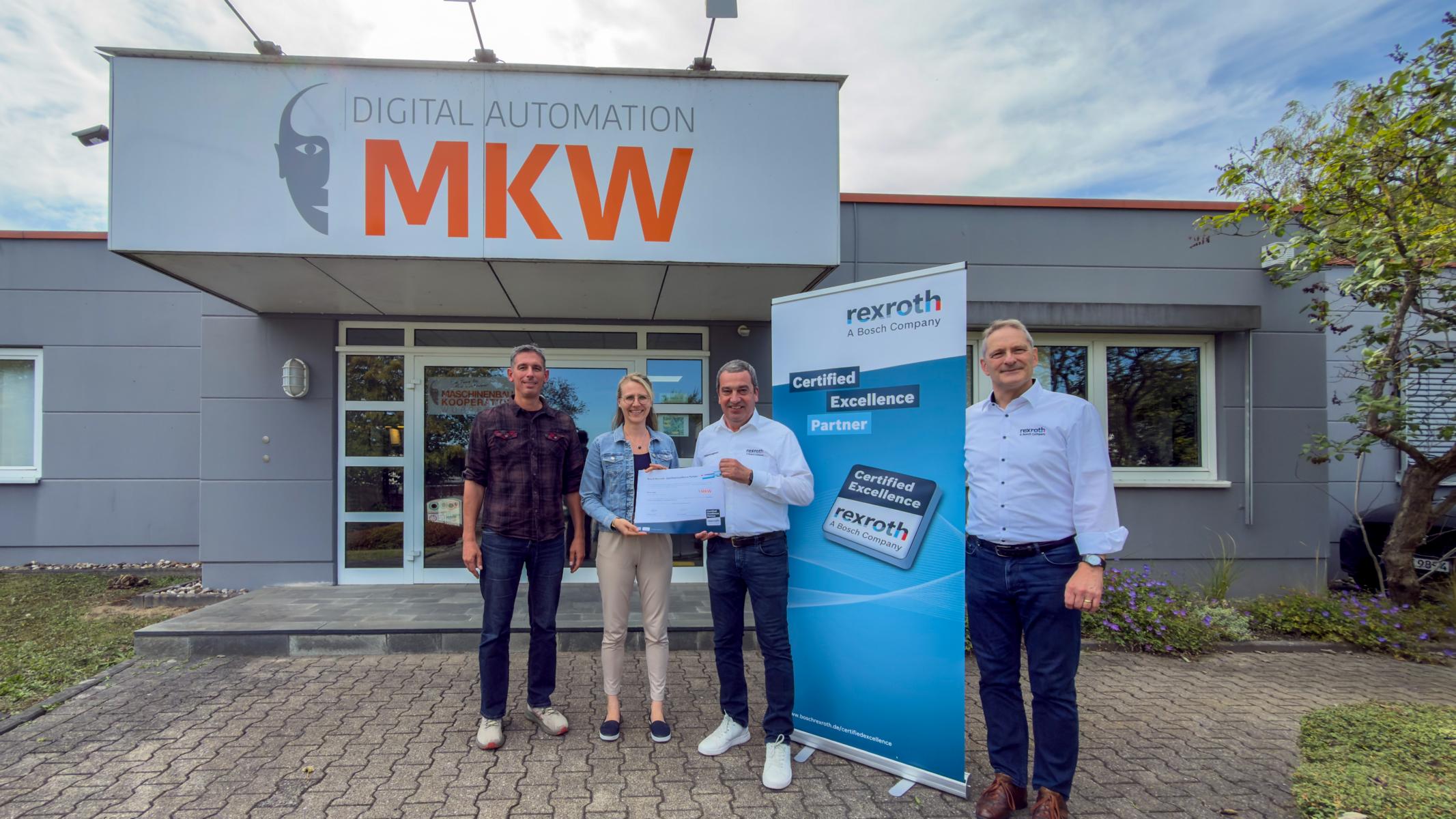 Die MKW wurde erneut als Certified Excellence Partner von Bosch Rexroth im Bereich Automation & Electrification rezertifiziert